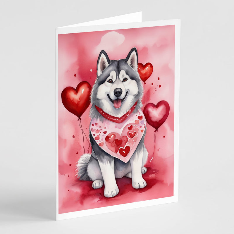 Alaskan Malamute My Valentine Greeting Cards Pack of 8