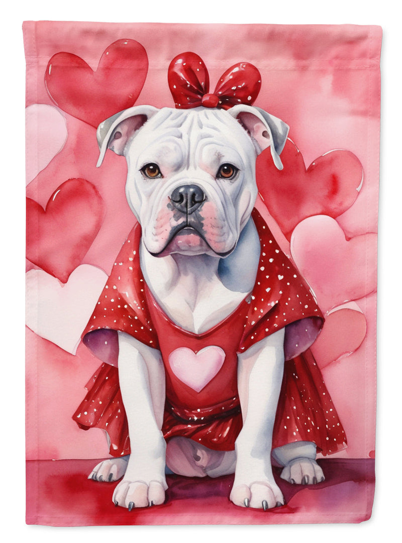 American Bulldog My Valentine House Flag