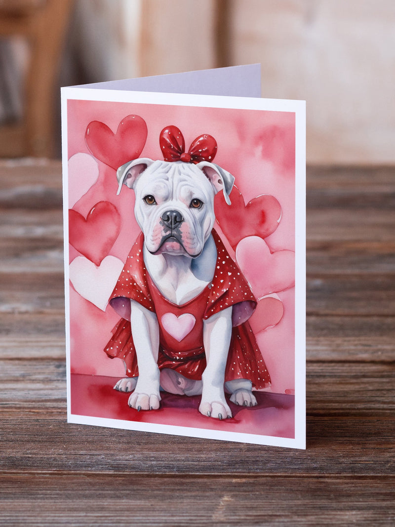 American Bulldog My Valentine Greeting Cards Pack of 8