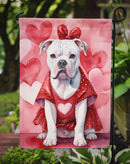 American Bulldog Valentine’s Day Garden Flag – Dog-Themed Heart Yard Decor