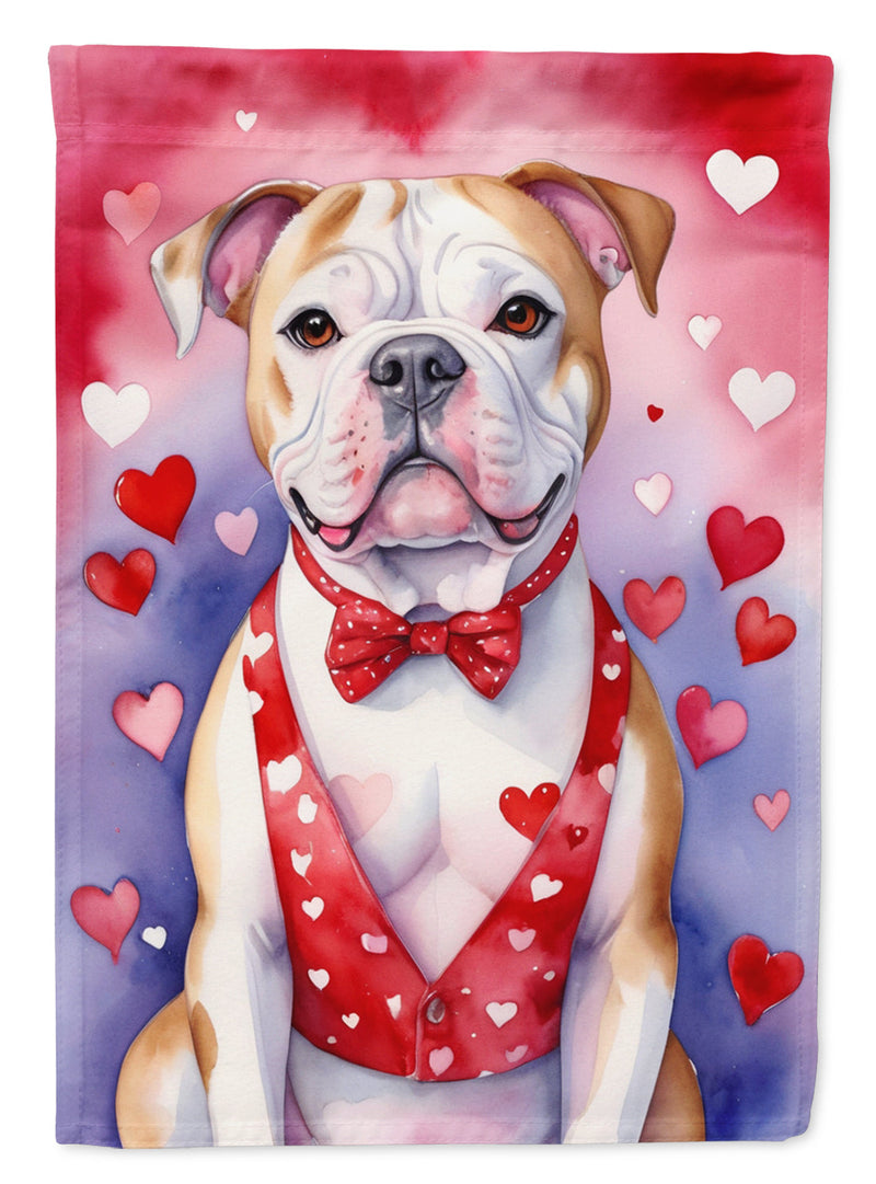 American Bulldog My Valentine House Flag