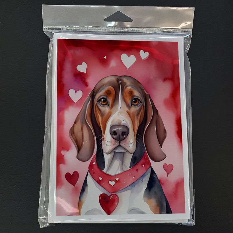 American English Coonhound My Valentine Greeting Cards Pack of 8