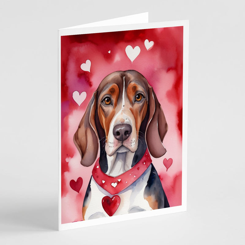 American English Coonhound My Valentine Greeting Cards Pack of 8