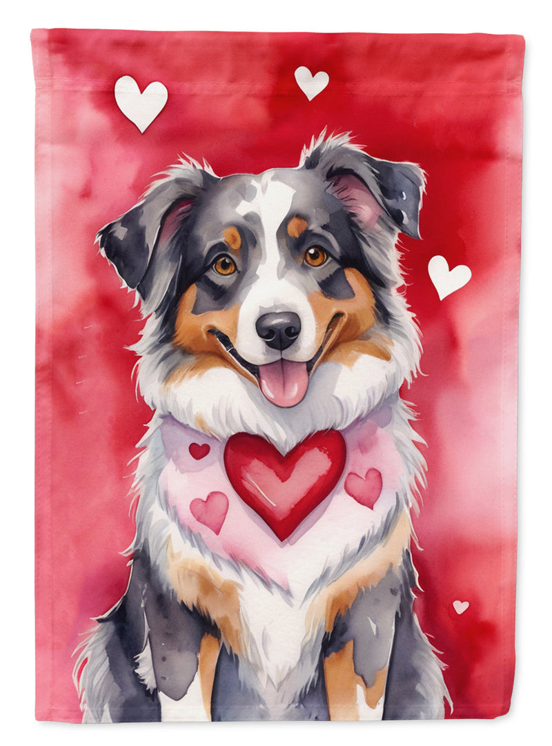 Australian Shepherd My Valentine House Flag