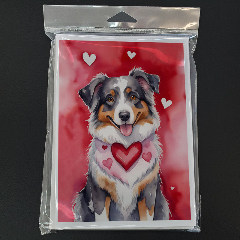 Australian Shepherd My Valentine Greeting Cards Pack of 8