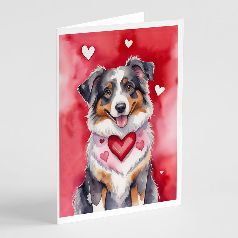 Australian Shepherd My Valentine Greeting Cards Pack of 8