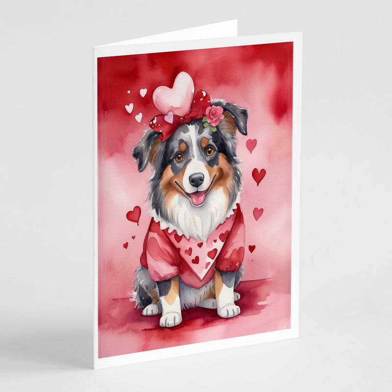 Australian Shepherd My Valentine Greeting Cards Pack of 8