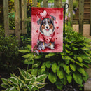 Australian Shepherd Valentine’s Day Garden Flag – Dog-Themed Heart Yard Decor
