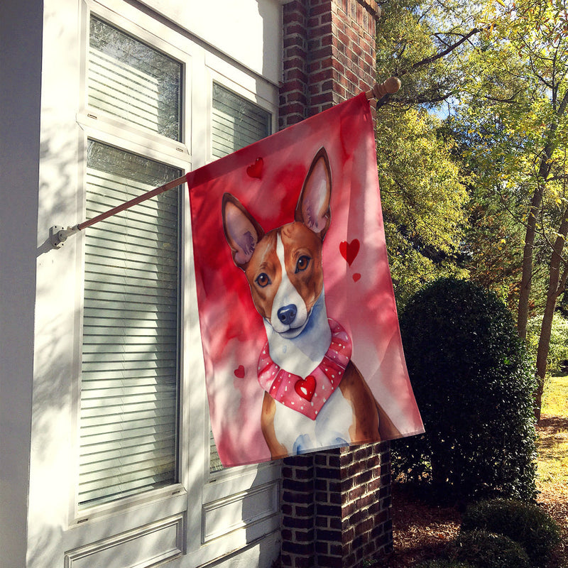 Basenji My Valentine House Flag