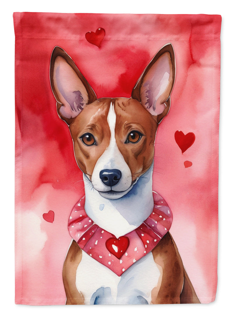 Basenji My Valentine House Flag