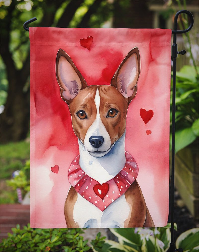 Basenji My Valentine Garden Flag