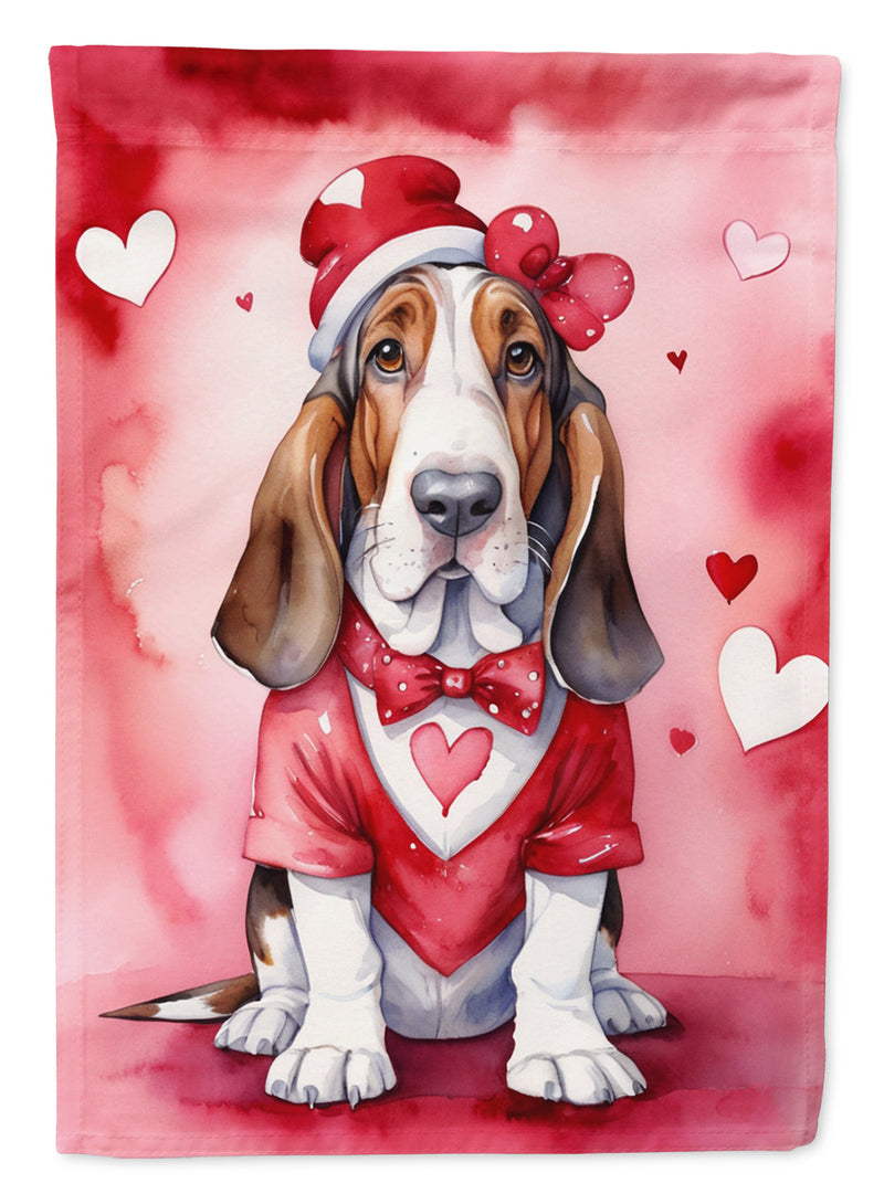 Basset Hound My Valentine Garden Flag