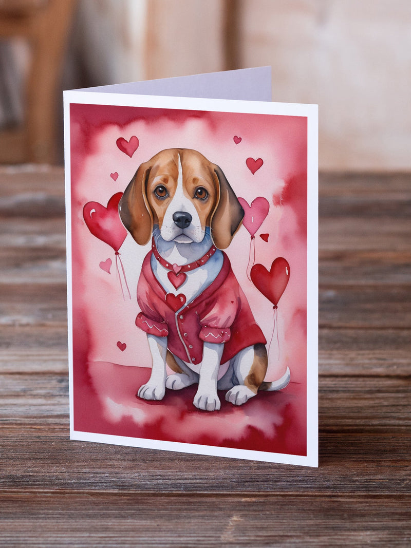 Beagle My Valentine Greeting Cards Pack of 8