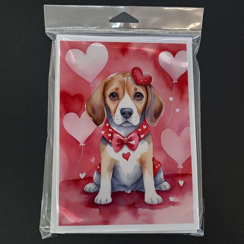 Beagle My Valentine Greeting Cards Pack of 8