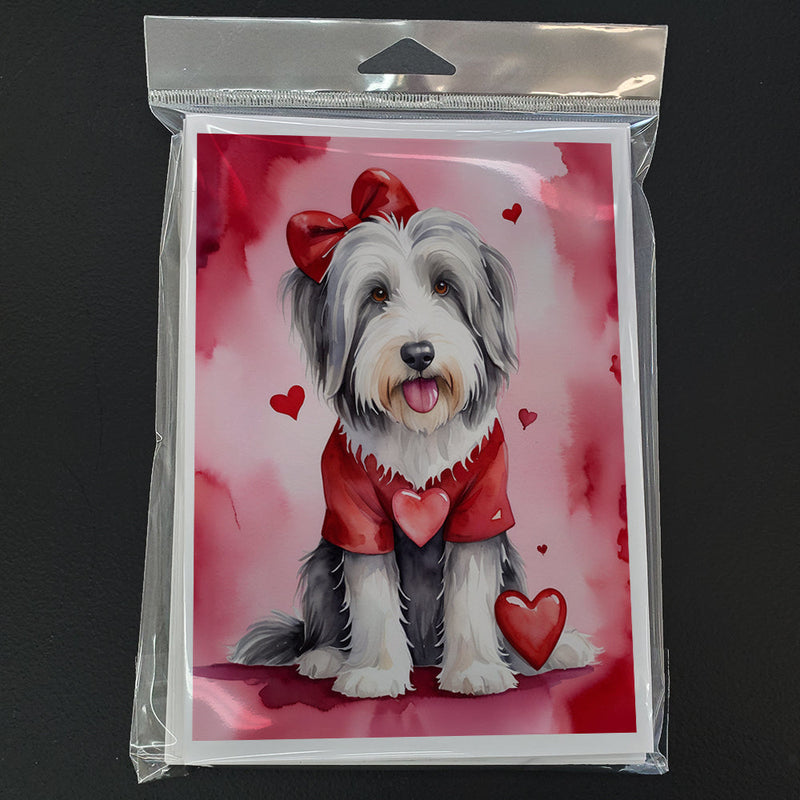 Bearded Collie My Valentine Greeting Cards Pack of 8