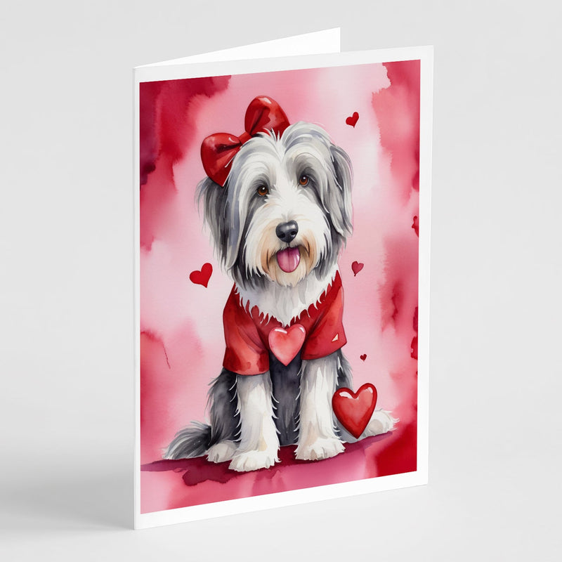 Bearded Collie My Valentine Greeting Cards Pack of 8