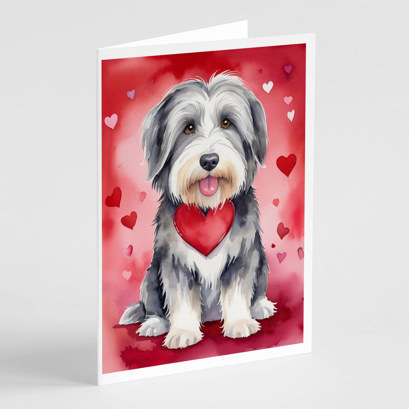 Bearded Collie My Valentine Greeting Cards Pack of 8