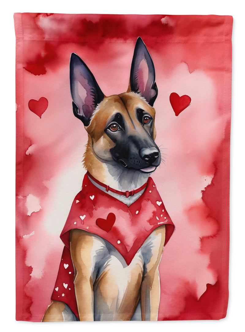 Belgian Malinois My Valentine House Flag