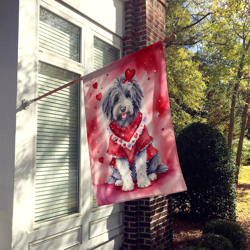 Bergamasco Sheepdog My Valentine House Flag