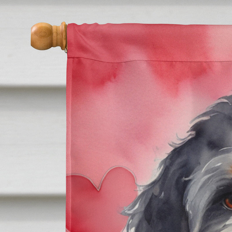 Bernedoodle My Valentine House Flag