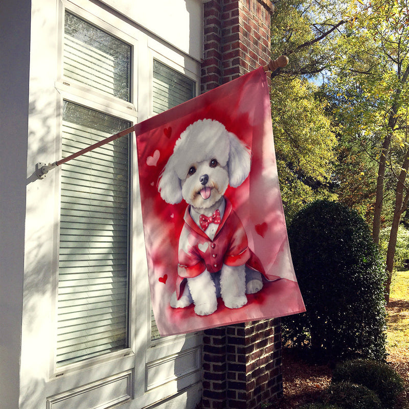 Bichon Frise My Valentine House Flag