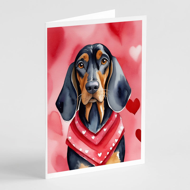 Black and Tan Coonhound My Valentine Greeting Cards Pack of 8