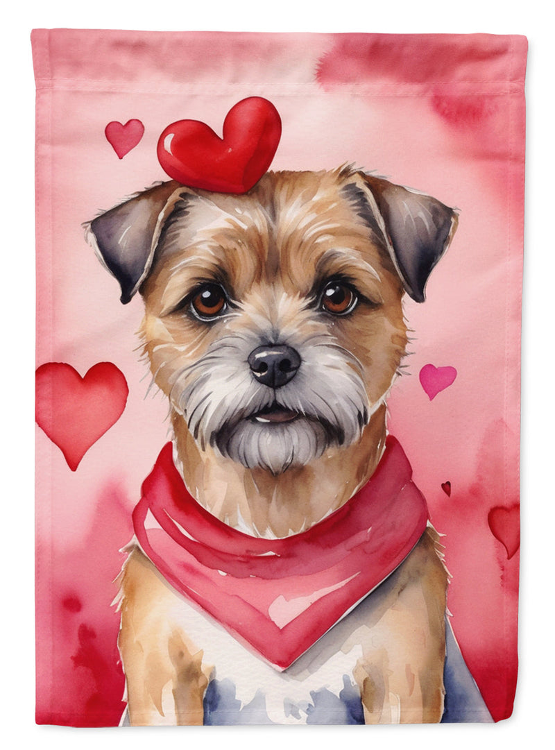 Border Terrier My Valentine House Flag