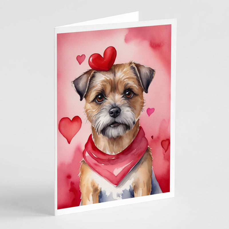 Border Terrier My Valentine Greeting Cards Pack of 8