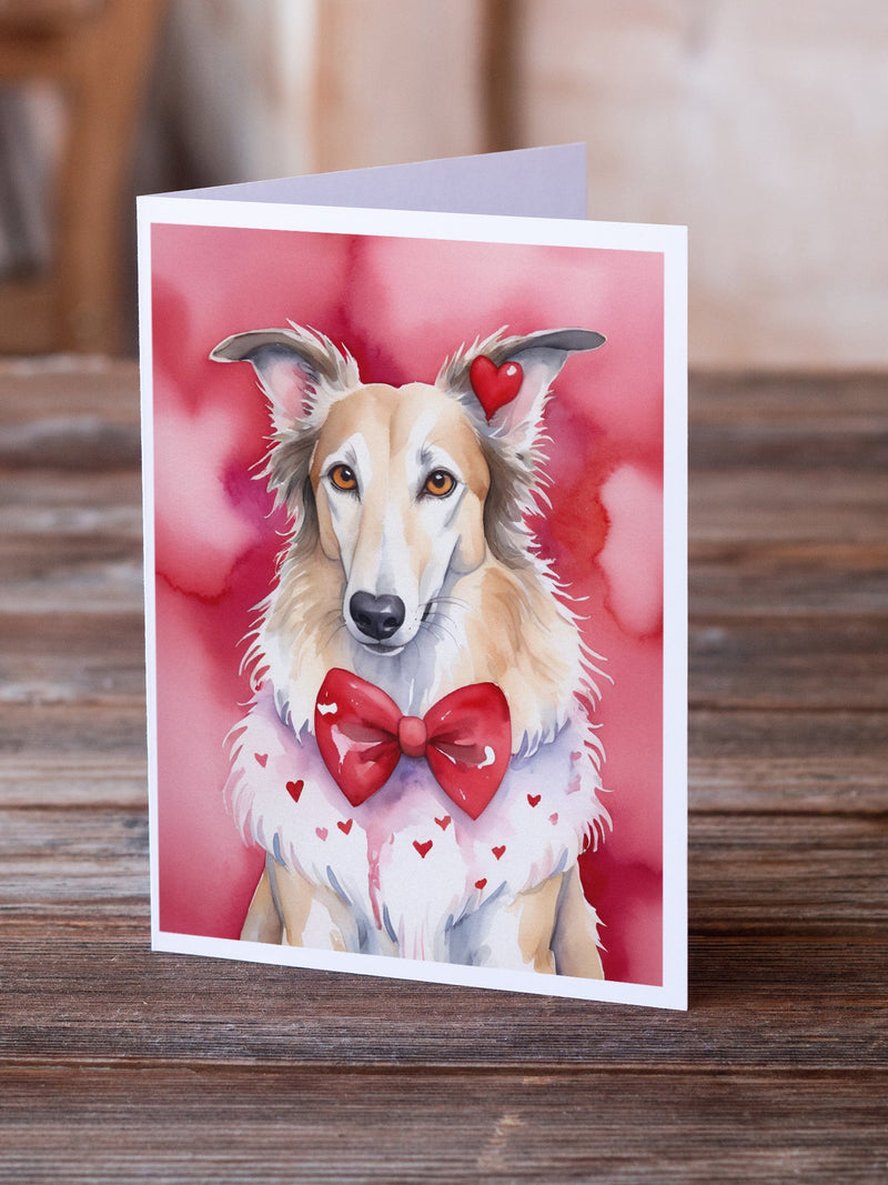 Borzoi My Valentine Greeting Cards Pack of 8