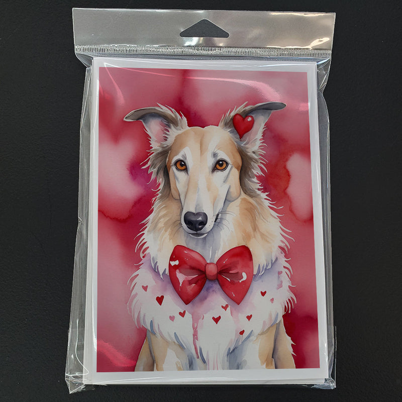 Borzoi My Valentine Greeting Cards Pack of 8