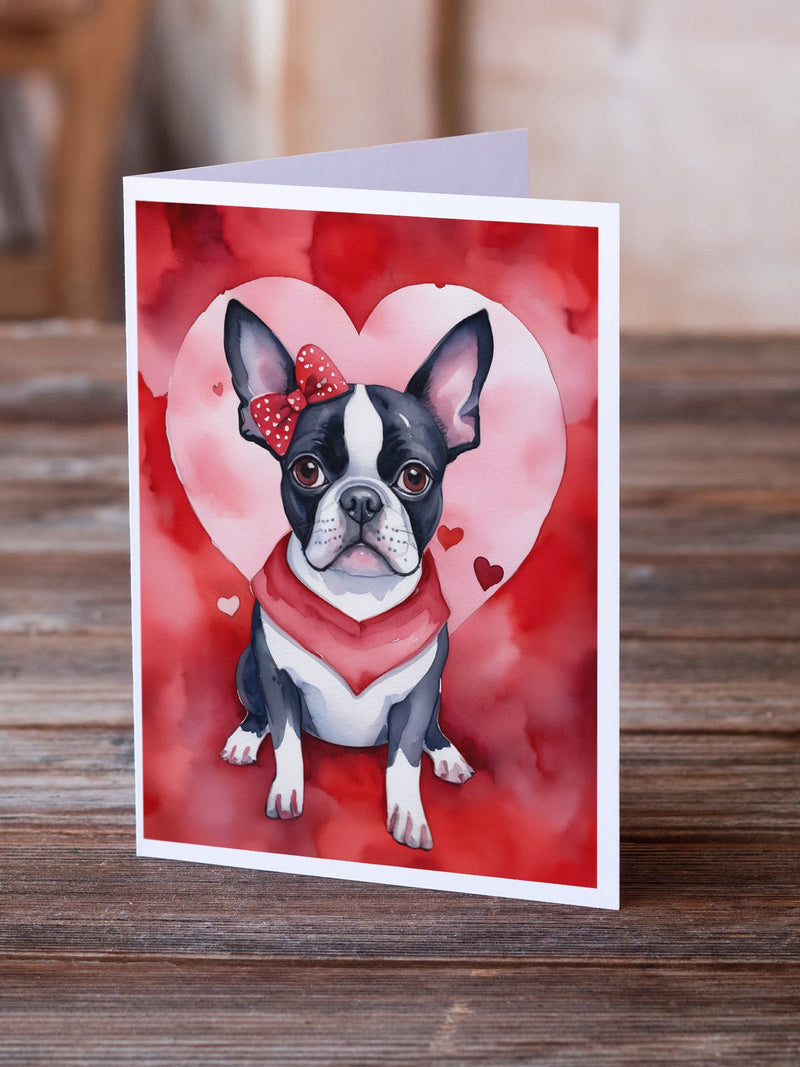 Boston Terrier My Valentine Greeting Cards Pack of 8