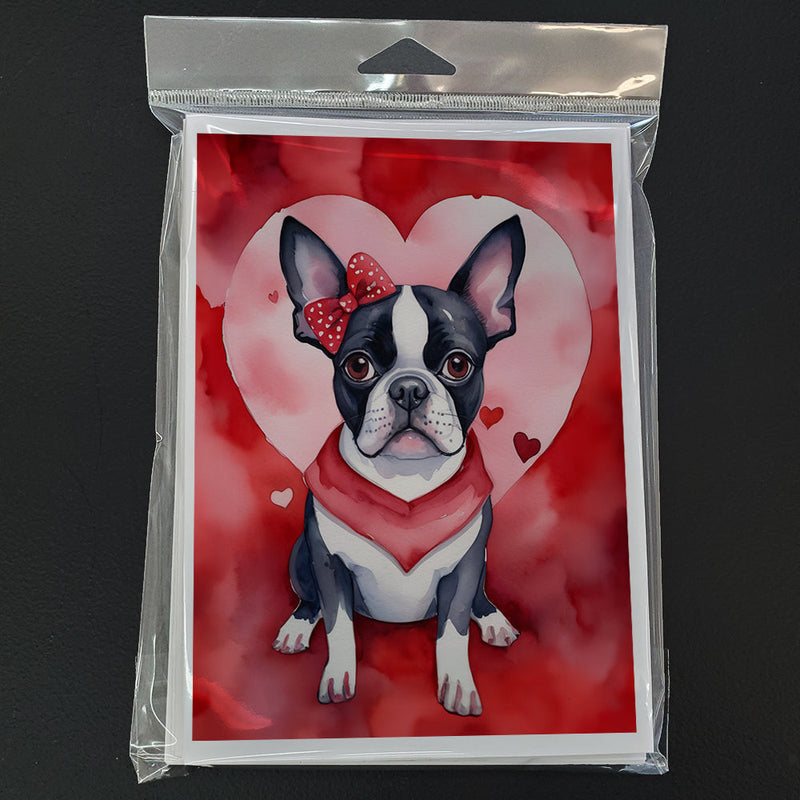 Boston Terrier My Valentine Greeting Cards Pack of 8