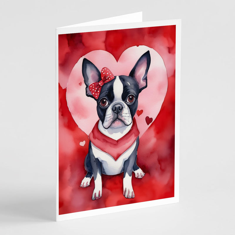 Boston Terrier My Valentine Greeting Cards Pack of 8