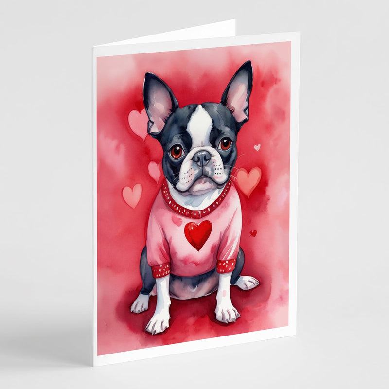 Boston Terrier My Valentine Greeting Cards Pack of 8