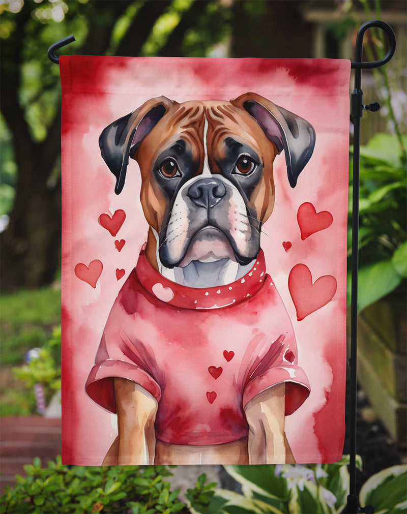 Boxer My Valentine Garden Flag