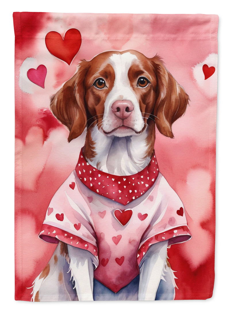 Brittany Spaniel My Valentine House Flag