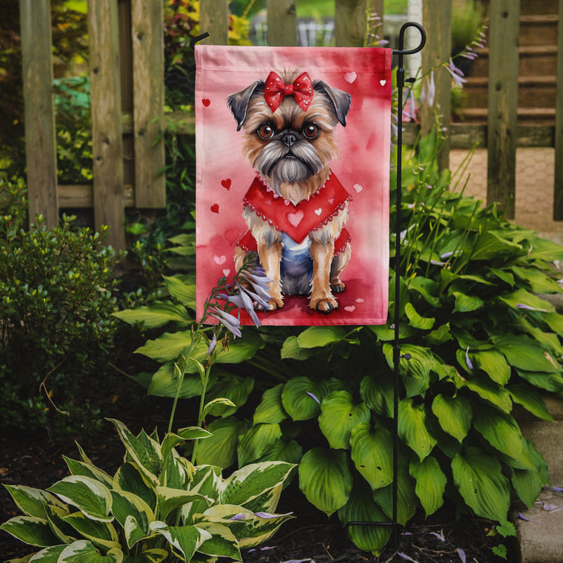 Brussels Griffon Valentine’s Day Garden Flag – Dog-Themed Heart Yard Decor