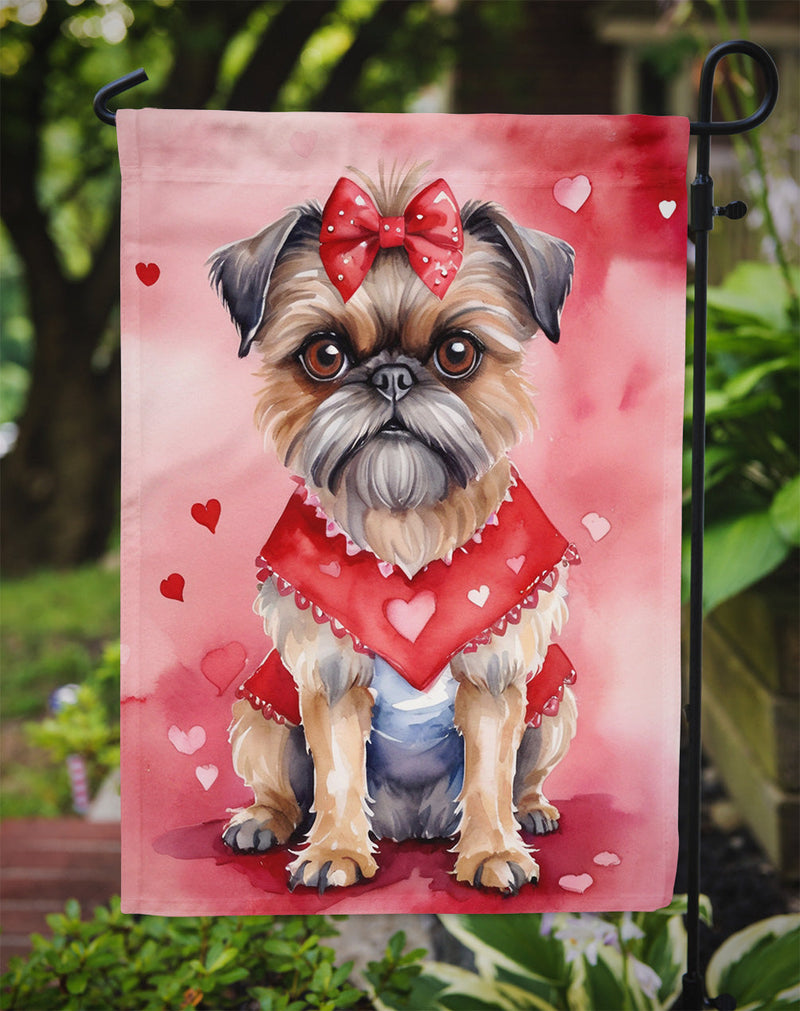 Brussels Griffon Valentine’s Day Garden Flag – Dog-Themed Heart Yard Decor