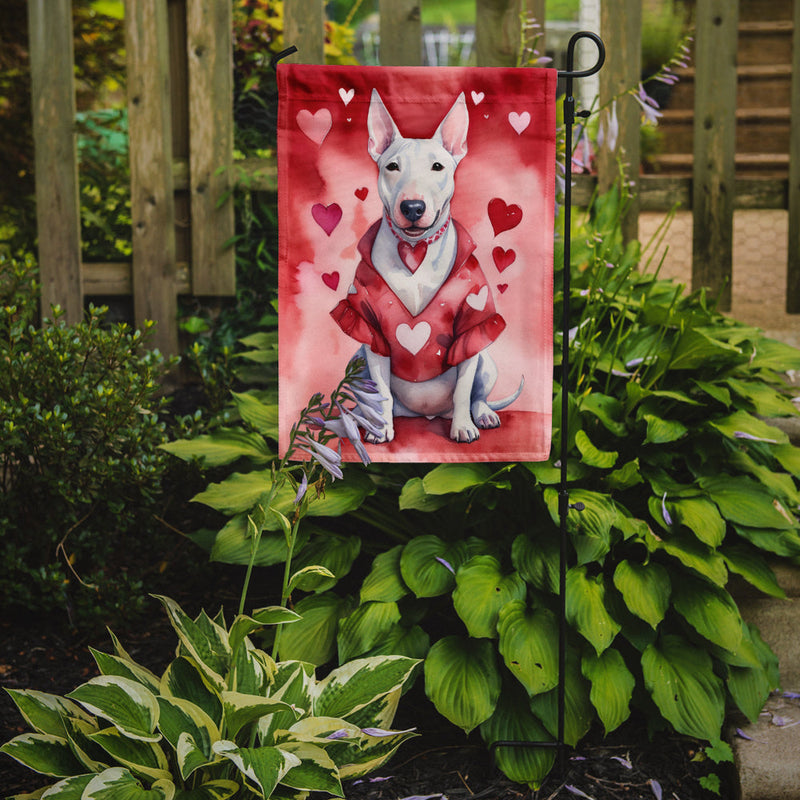 Bull Terrier Valentine’s Day Garden Flag – Dog-Themed Heart Yard Decor
