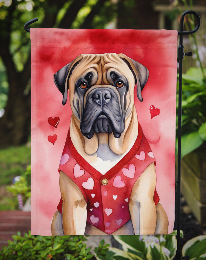 Bullmastiff Valentine’s Day Garden Flag – Dog-Themed Heart Yard Decor