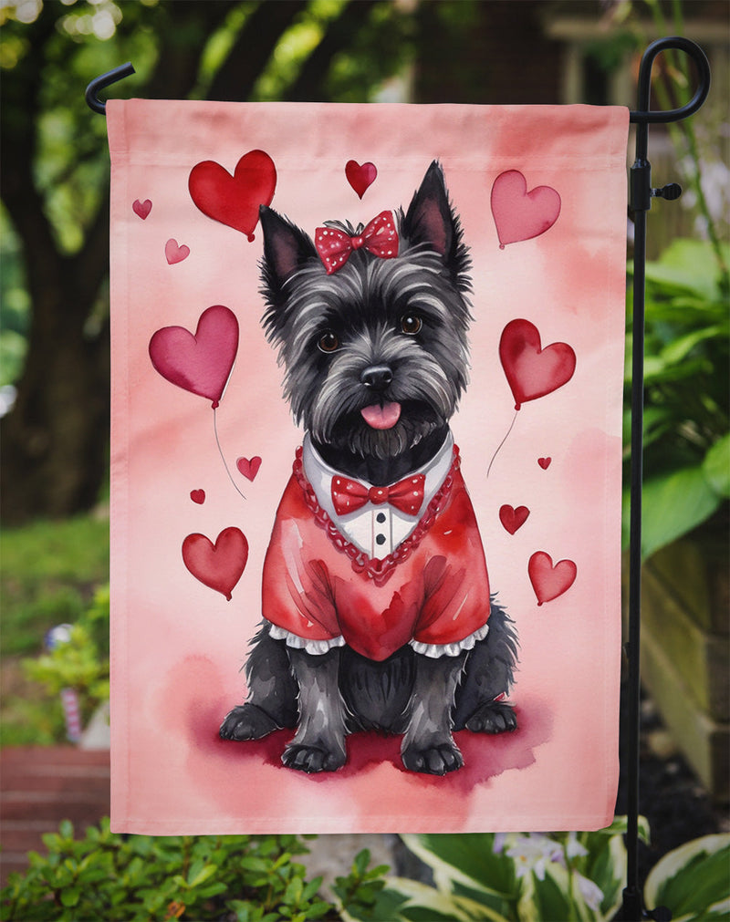 Cairn Terrier Valentine’s Day Garden Flag – Dog-Themed Heart Yard Decor
