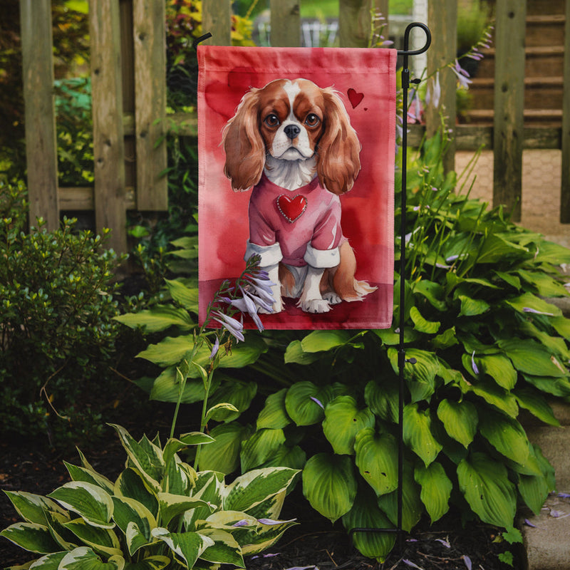 Cavalier Spaniel Valentine’s Day Garden Flag – Dog-Themed Heart Yard Decor