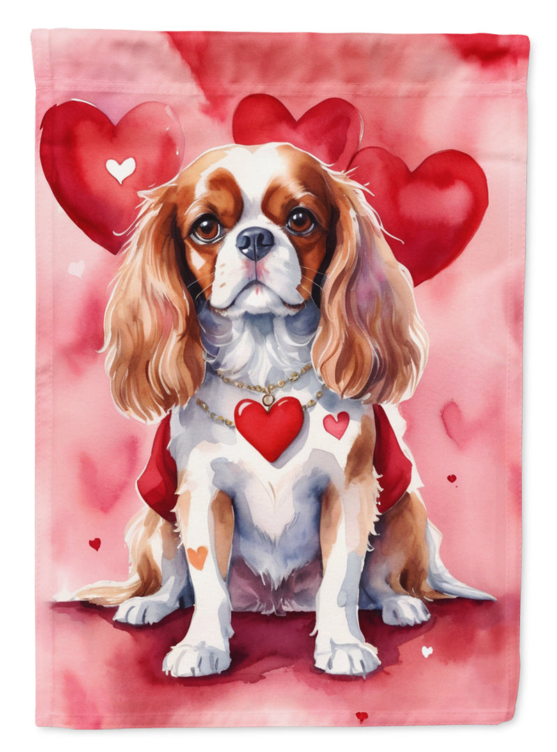 Cavalier Spaniel My Valentine House Flag