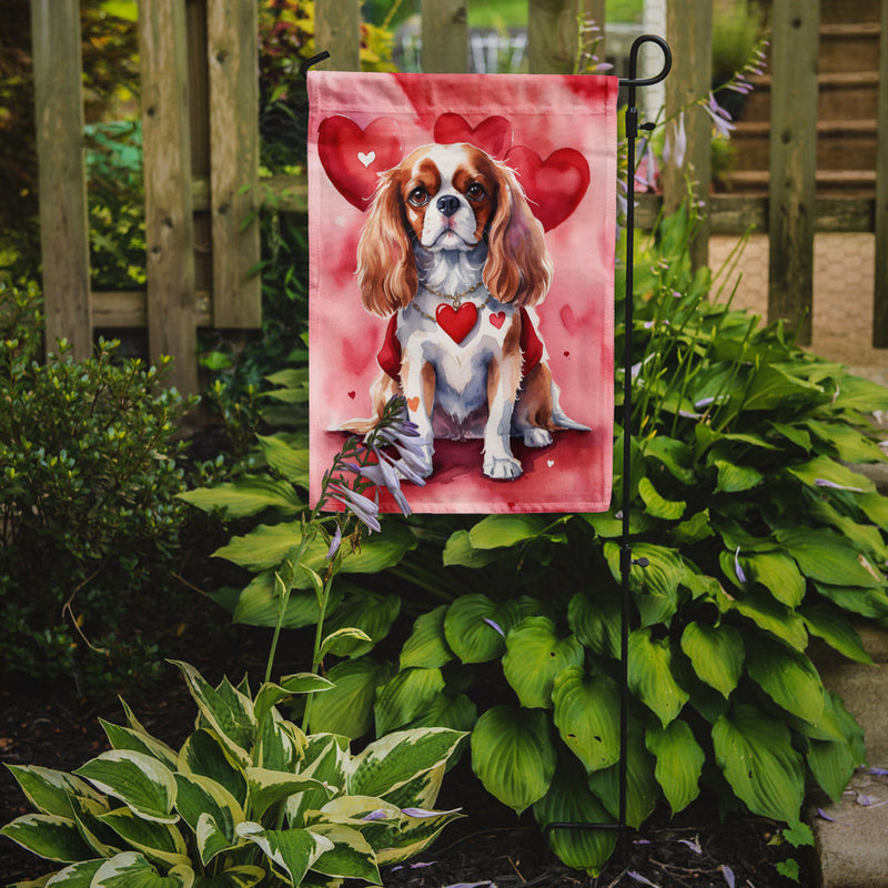 Cavalier Spaniel Valentine’s Day Garden Flag – Dog-Themed Heart Yard Decor