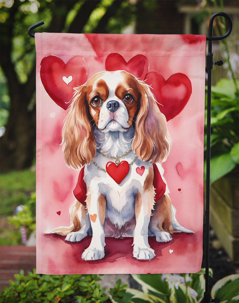 Cavalier Spaniel Valentine’s Day Garden Flag – Dog-Themed Heart Yard Decor