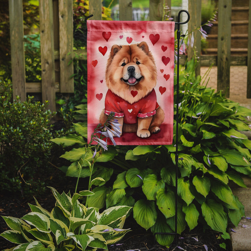 Chow Chow Valentine’s Day Garden Flag – Dog-Themed Heart Yard Decor
