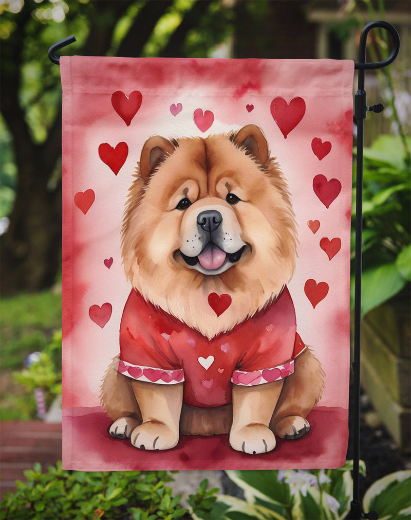 Chow Chow Valentine’s Day Garden Flag – Dog-Themed Heart Yard Decor