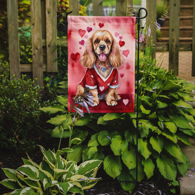 Cocker Spaniel Valentine’s Day Garden Flag – Dog-Themed Heart Yard Decor