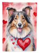 Collie My Valentine House Flag