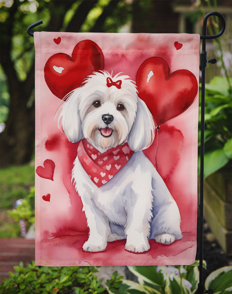 Coton de Tulear Valentine’s Day Garden Flag – Dog-Themed Heart Yard Decor